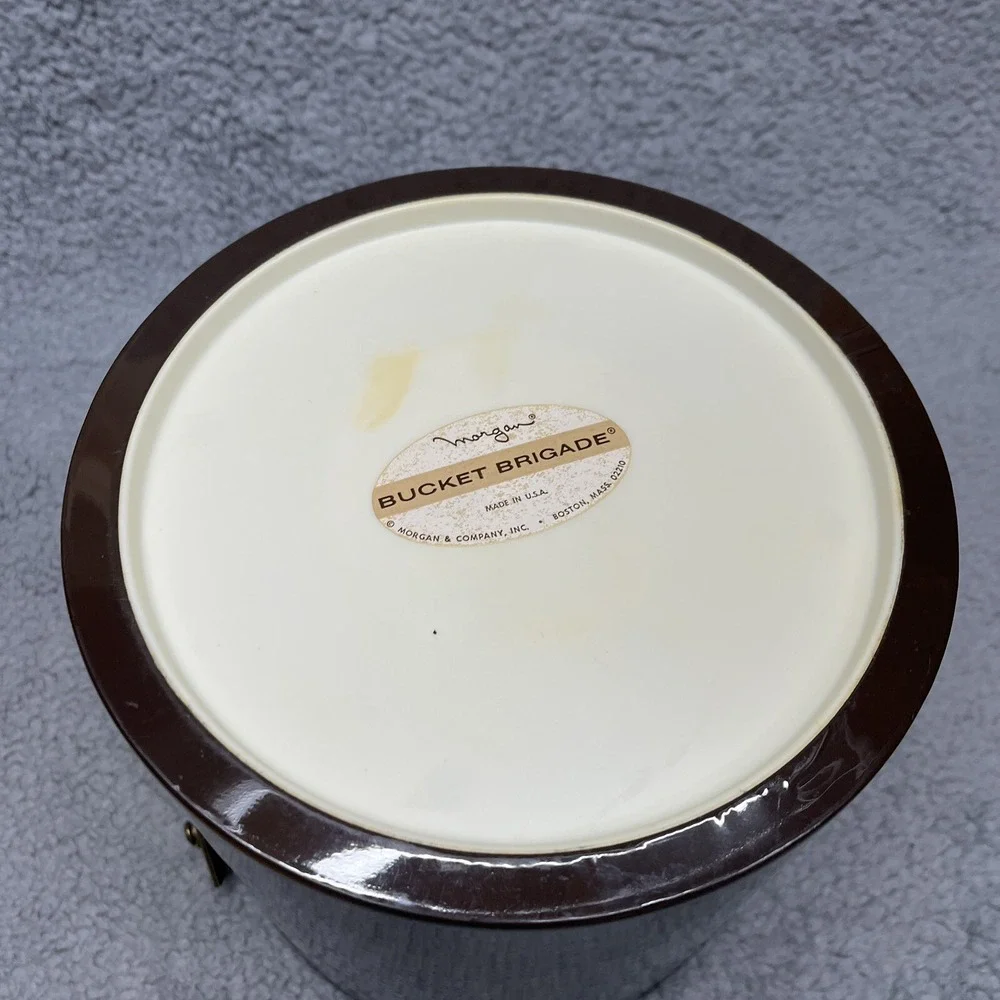 Morgan Brigade Ice Bucket Brown Vintage Mid Century Modern MCM Solid‎ Wood Lid